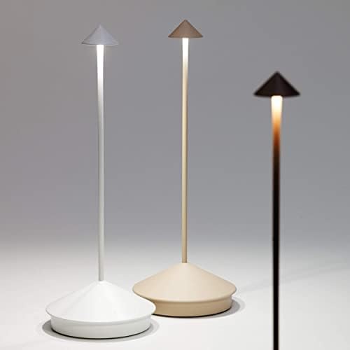 Zafferano Pina Pro LED Table Lamp (Color: Sand) in Aluminum, IP54 Protection, Indoor/Outdoor use, Contact Charging Base, H29cm, USA Plug - Image 5