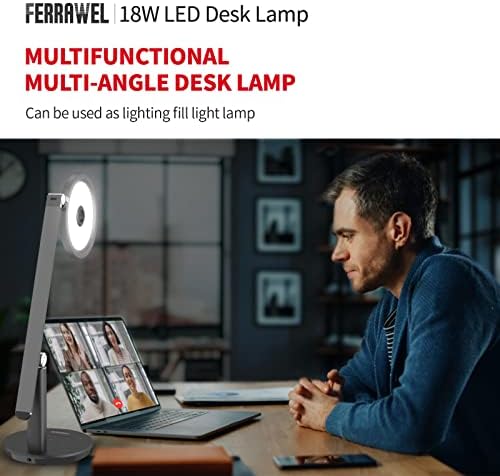 Ferrawel Natural Light LED Desk Lamp for Home Office, Auto-Dimming Eye-Caring Desk Light, Adjustable Metal Swing Arm Table Lamp, Architect Drafting Task Lamp, with Memory Function for Bedroom, Office - Image 5