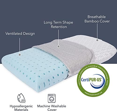 Vaverto Travel and Camping Pillow - Compressible Medium Firm Memory Foam, Breathable Bamboo Cover, Machine Washable, Ideal for Backpacking, Airplane, Car Travel - Image 2