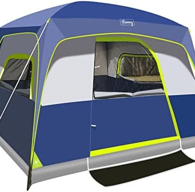 6-Person Tent/Instant for Camping Windproof Family 60 Seconds/Easy Setup Cabin Tent with Top Rainfly, Double Layer,4 Large Mesh Windows,2 Mesh Door,Provide 2 pcs Gate Mat Camping Tent-10'X9'X78''(H)