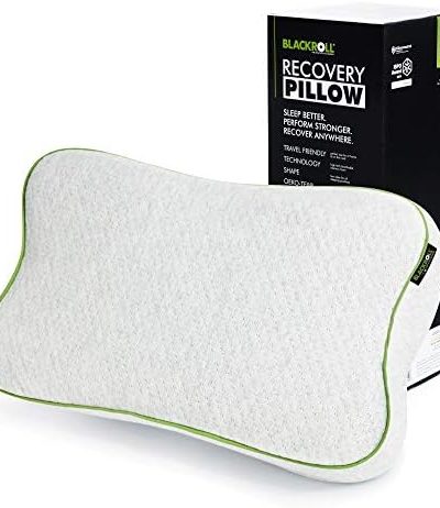 BLACKROLL - Recovery Pillow, Ergonomic Shape Supports All Sleeping Positions, Memory Foam Pillows for Neck, Shoulder, and Back, Breathable Roll Up Travel Pillow with Included Travel Bag