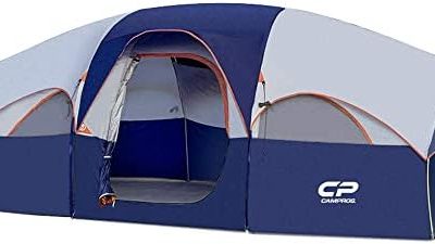 CAMPROS Tent-8-Person-Camping-Tents, Waterproof Windproof Family Tent, 5 Large Mesh Windows, Double Layer, Divided Curtain for Separated Room, Portable with Carry Bag