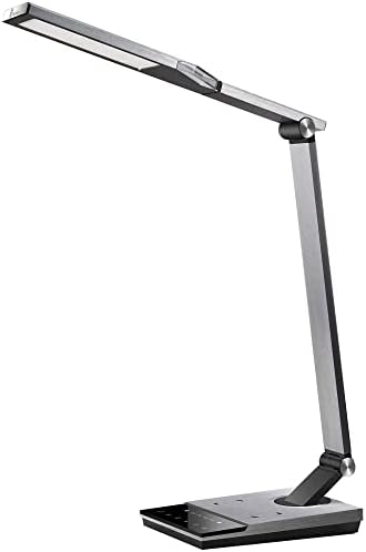 WorkPro™ LED USB Desk Lamp with Wireless Charger and Timer, 17-1/2"H, Brushed Metal/Gray