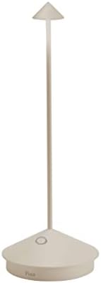 Zafferano Pina Pro LED Table Lamp (Color: Sand) in Aluminum, IP54 Protection, Indoor/Outdoor use, Contact Charging Base, H29cm, USA Plug